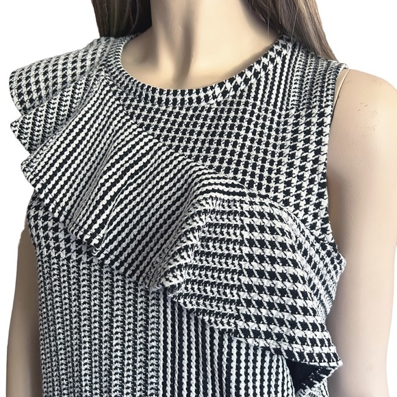 Anthropologie Dolan Ruffled Asymmetrical Houndstooth Top Blouse Shirt Tank - Picture 11 of 15